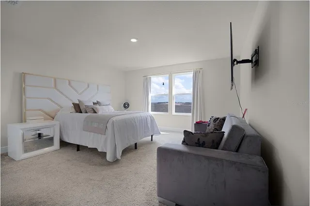 a bed room with a bed and a couch