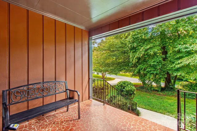 a view of a porch with a yard