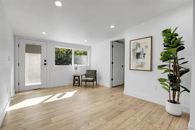a view of livingroom with furniture and a potted plant