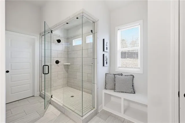 a bathroom with a shower