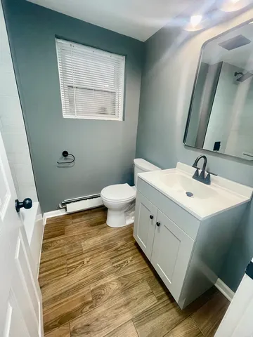a bathroom with a bathtub