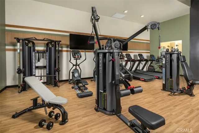 a view of a room with gym equipment