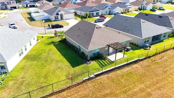 an aerial view of residential houses with swimming pool