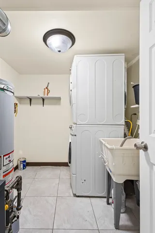 a room with a table and chairs