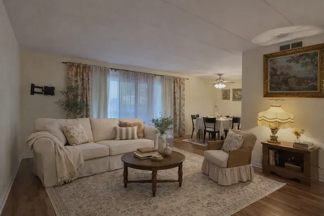 a living room with furniture and a couch