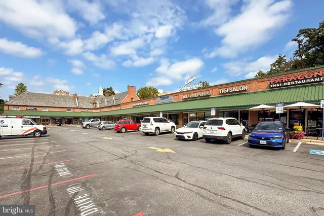 a front view of a building with street view