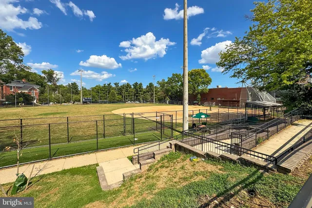 a view of a building on the street