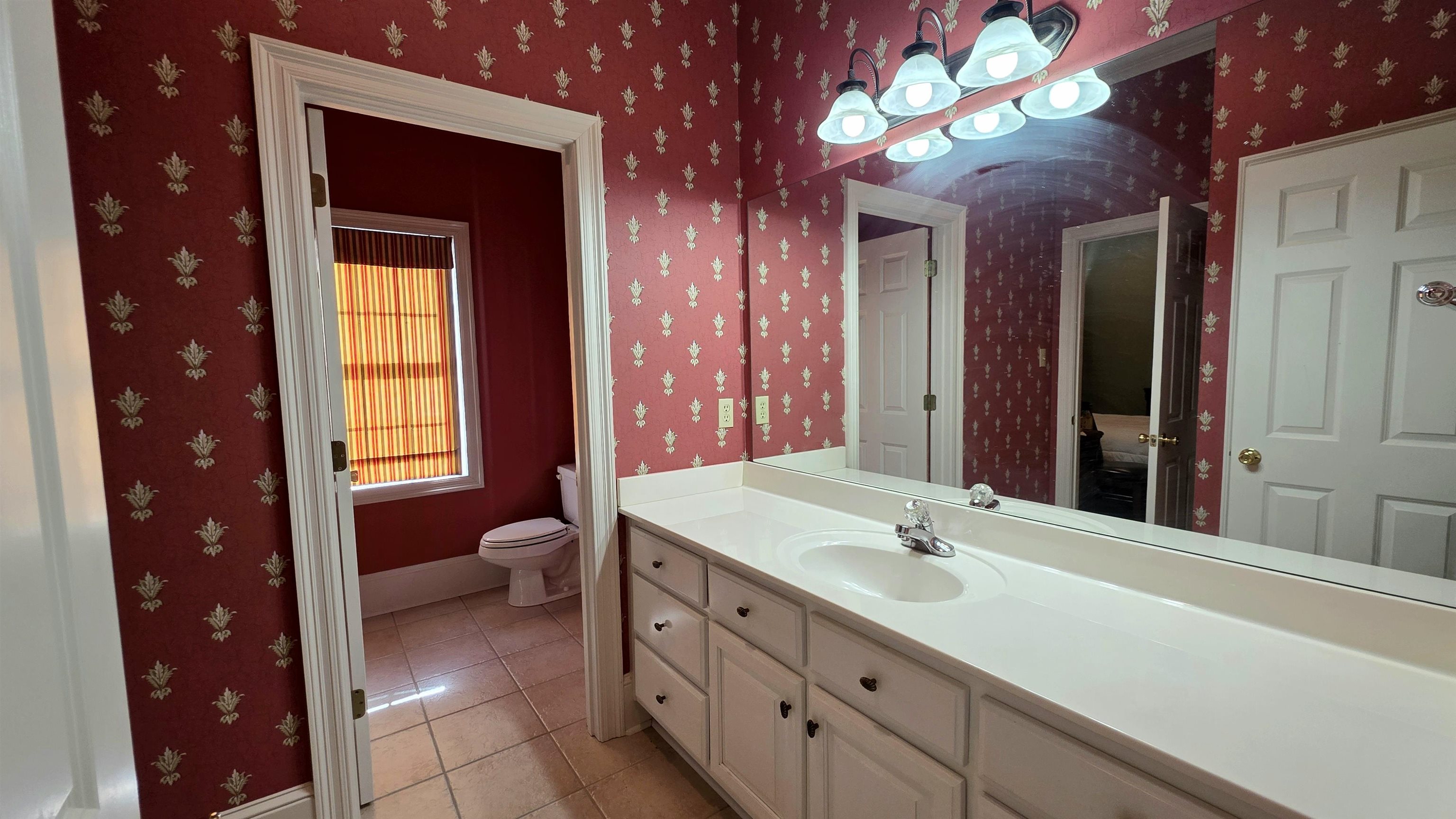 3070 Caney Branch Road Adamsville, TN 38310 - Photo 15 of 24 a bathroom with a sink vanity and a mirror
