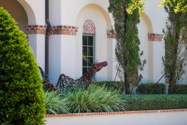 a backyard of a house with seating space