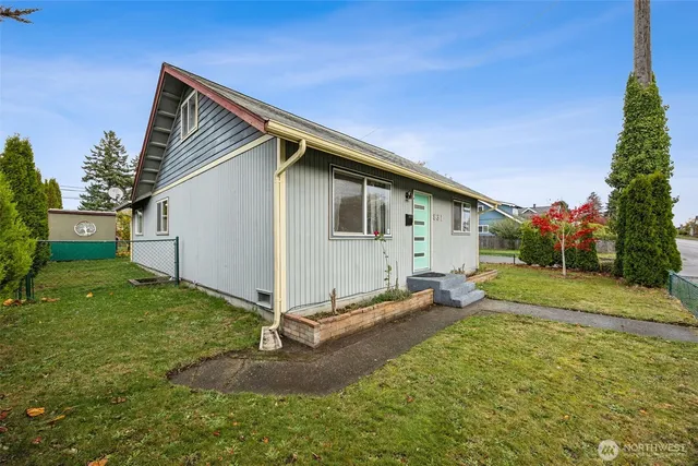 a view of a backyard with a garden