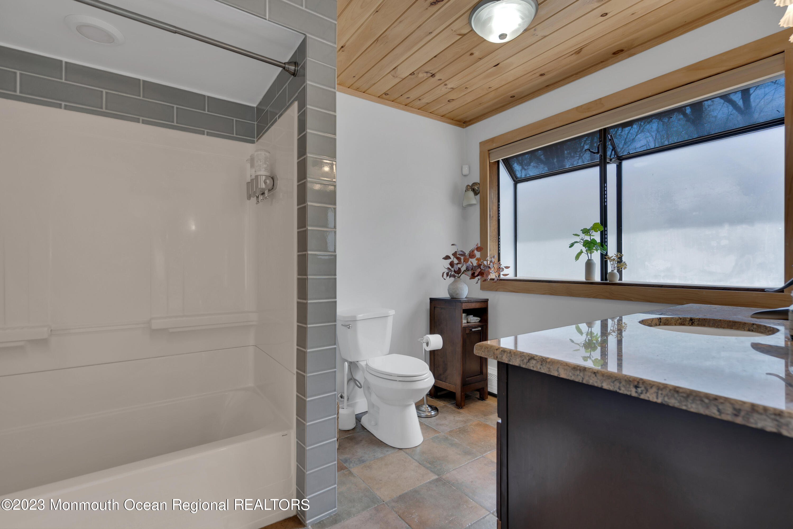 649 Hyson Road Jackson, NJ 08527 - Photo 32 of 67 a bathroom with a granite countertop sink a toilet and shower