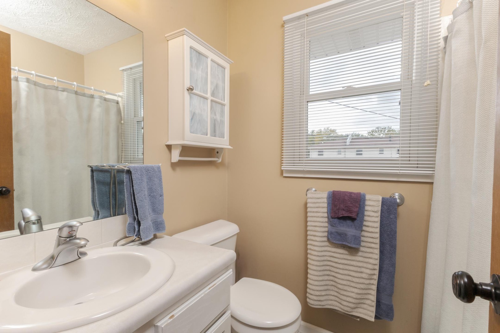 105 East Lincoln Street, Unit K Normal, IL 61761 - Photo 18 of 35 a bathroom with a toilet a sink and a mirror