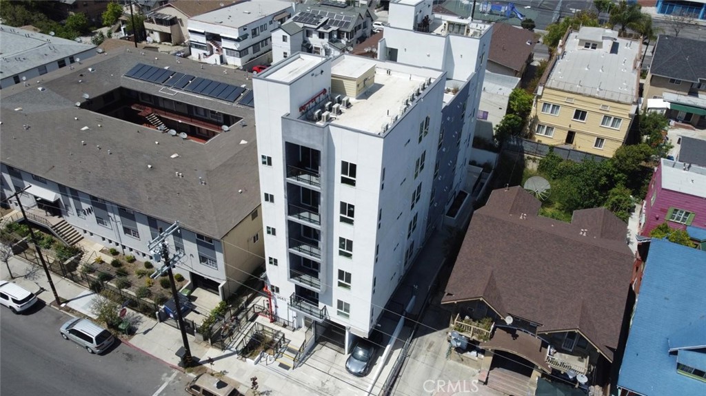 an aerial view of a building