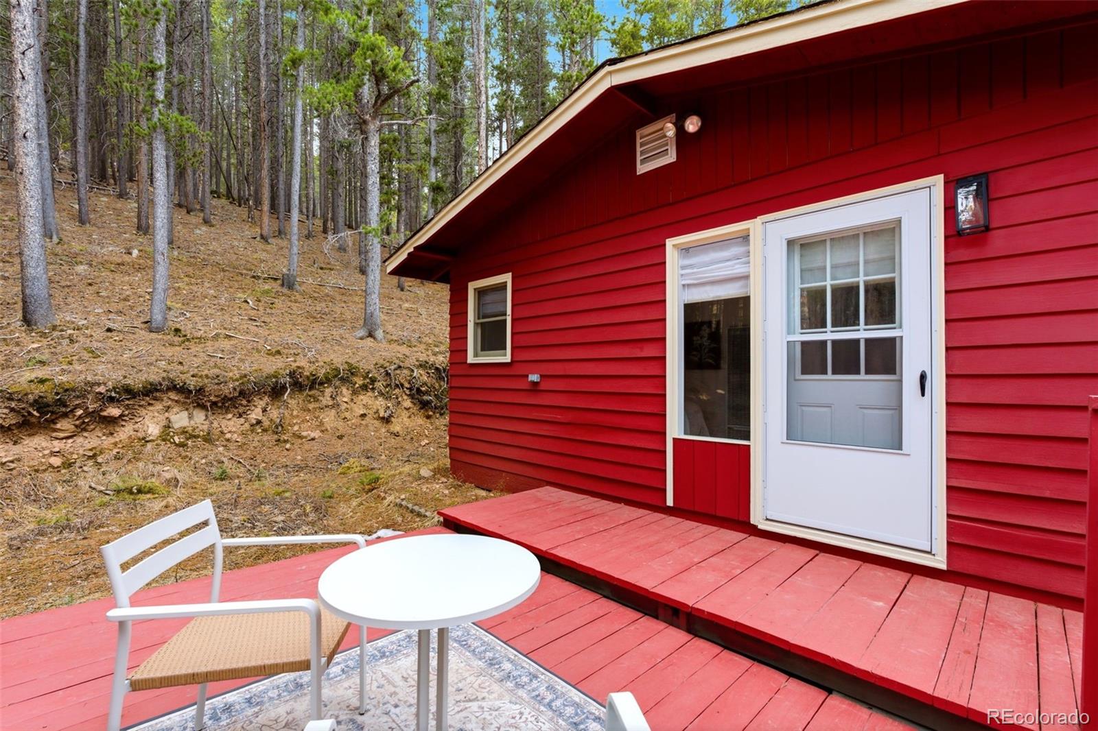 154 Apache Road Evergreen, CO 80439 - Photo 21 of 30 a backyard of a house with table and chairs
