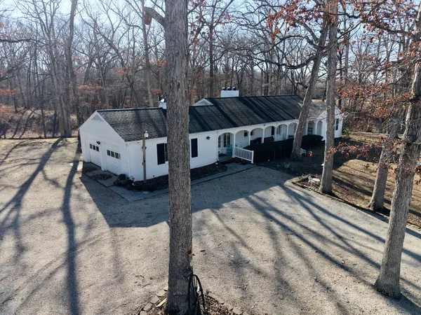 a view of a yard with trees