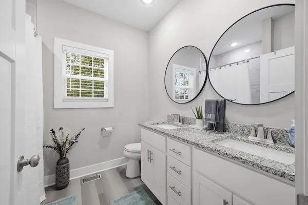 a bathroom with a bathtub