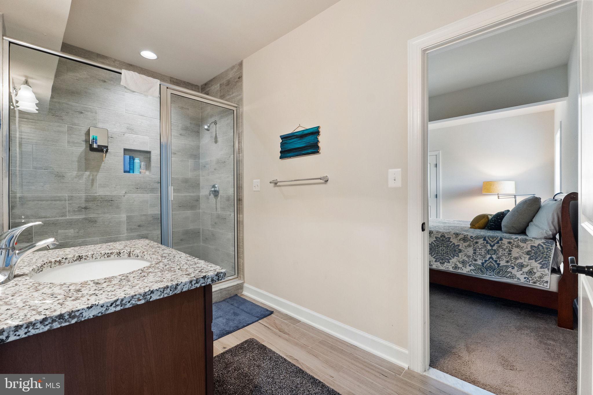 18482 Wild Raspberry Drive Purcellville, VA 20132 - Photo 93 of 143 a bathroom with a granite countertop sink and a mirror