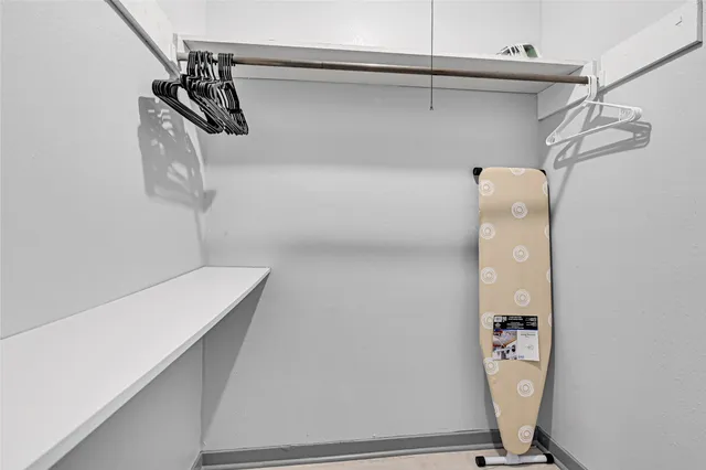 a view of small space with racks on the wall