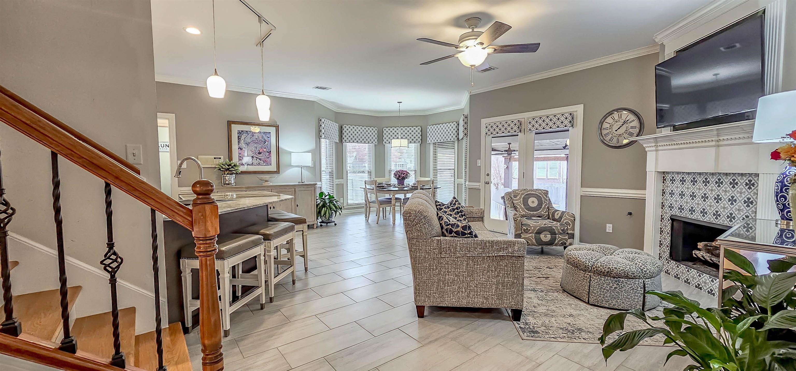 1715 John Ridge Drive Collierville, TN 38017 - Photo 9 of 37 Huge Hearth Room with Fireplace & Custom Tile Surround! Opens to the Kitchen for All To Enjoy!
