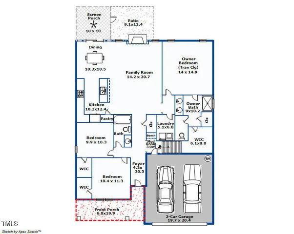 a front view of a house with a garden and porch
