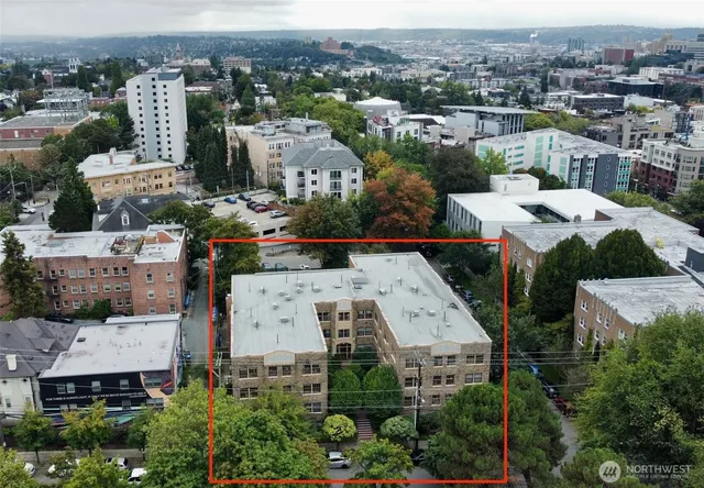 an aerial view of a city with lots of residential buildings