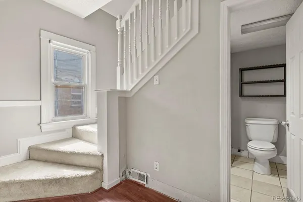 a living room with a couch and a potted plant