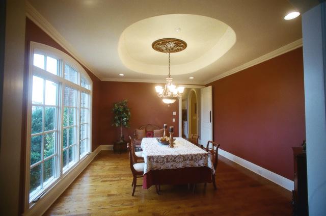 3239 Kinnard Springs Road Franklin, TN 37064 - Photo 12 of 20 Welcoming dining room includes warm tones, an oval faux-painted tray ceiling, chandelier, medallion. Recessed lighting and table spotlights. Wonderful scenic window and space for a large table plus furniture.