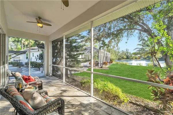 a living room with garden