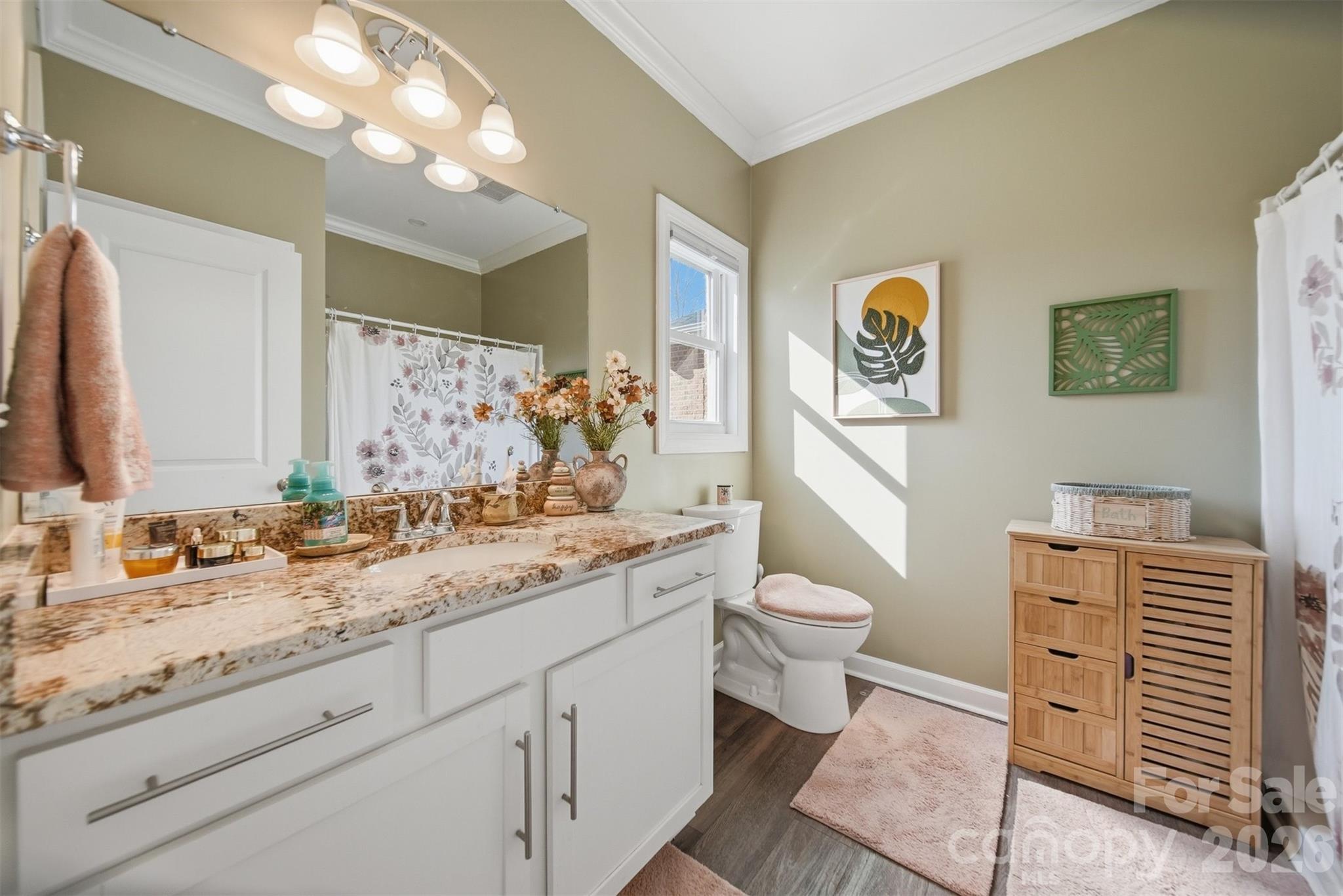 976 Amherst Road Morganton, NC 28655 - Photo 23 of 38 a bathroom with a granite countertop toilet sink and mirror