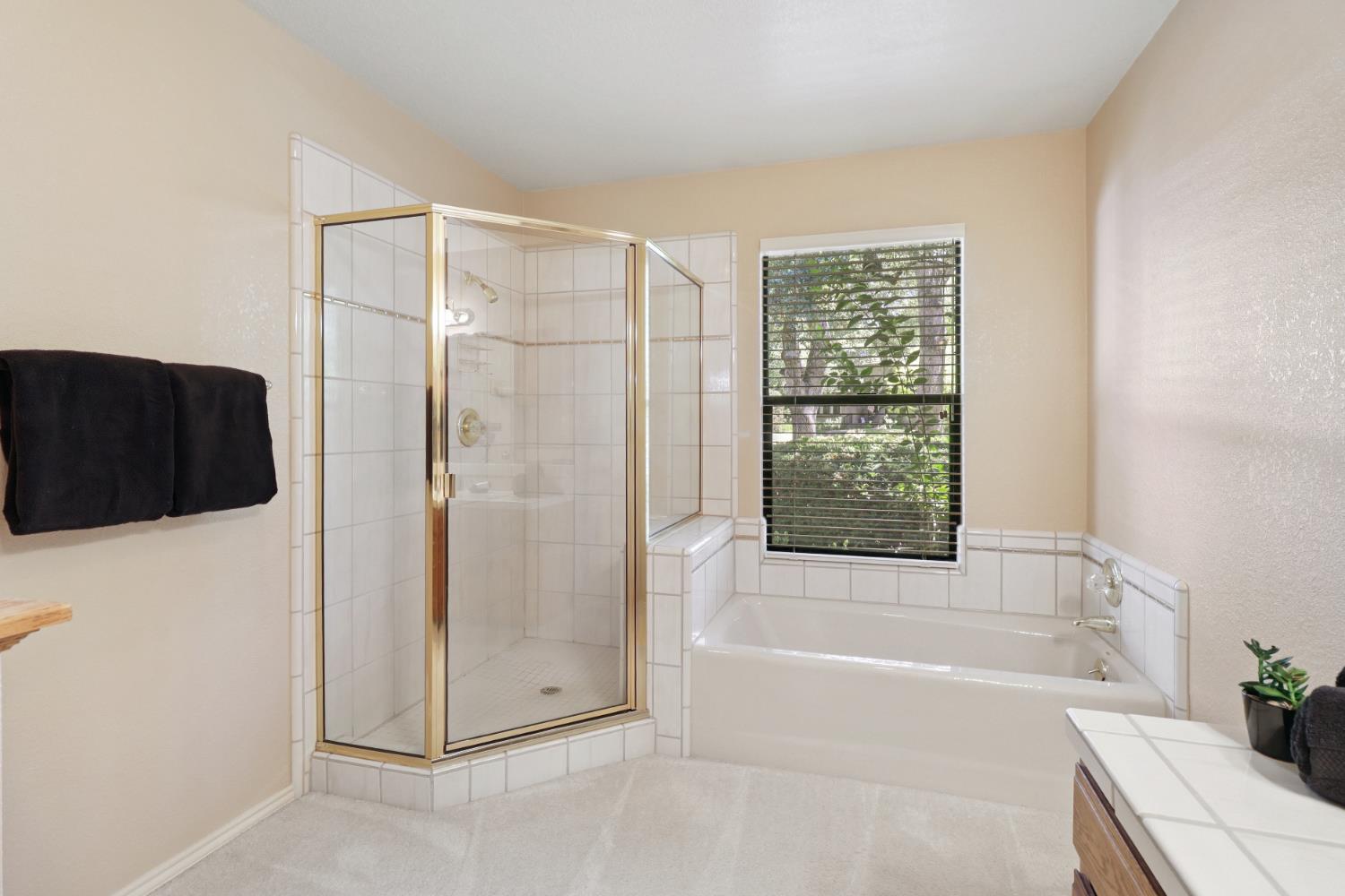 6798 Terreno Drive Rancho Murieta, CA 95683 - Photo 47 of 63 a bathroom with a bathtub and a shower