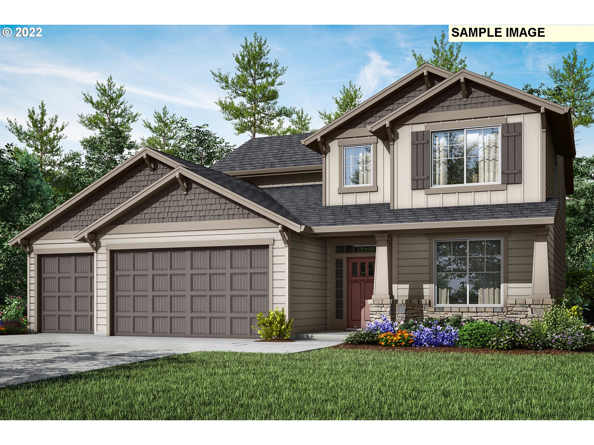 37413 Coho Street Sandy, OR 97055 - Photo 1 of 23 a front view of a house with a yard and garage