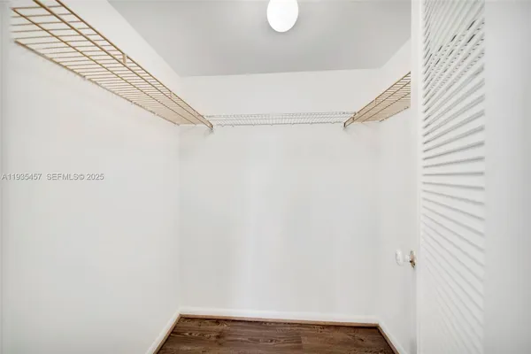 a view of small space with racks on the wall
