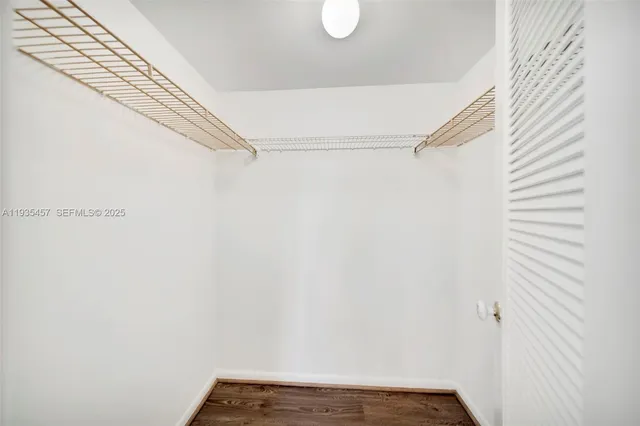 a view of small space with racks on the wall