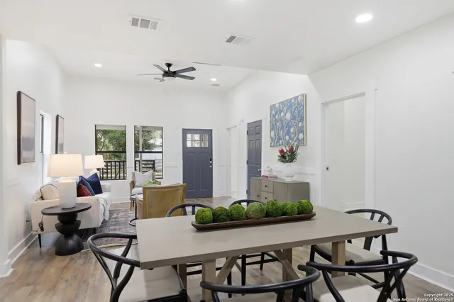 a workspace with furniture and window