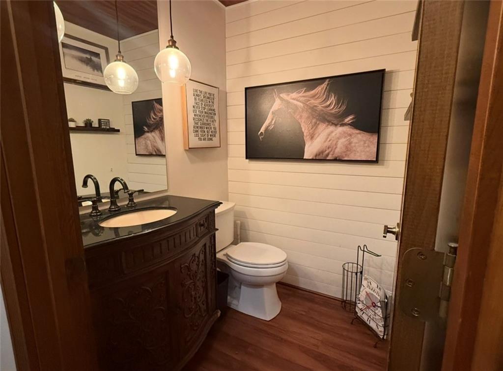 4570 Settles Bridge Road Suwanee, GA 30024 - Photo 19 of 21 a bathroom with a toilet a sink and mirror