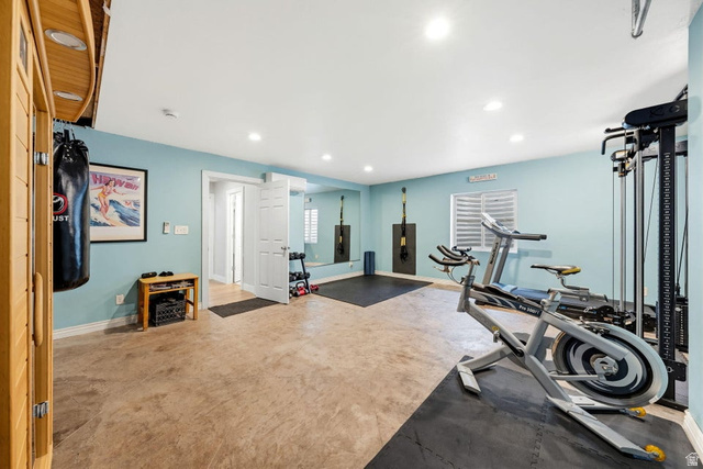 7776 Wagon Road East St. George, UT 84770 - Photo 46 of 76 Workout area with recessed lighting and concrete floors