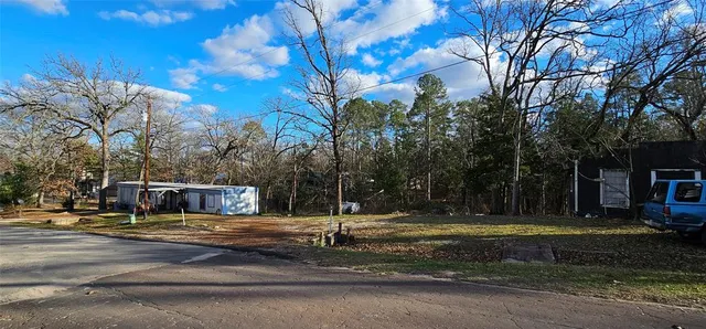 a view of a yard with a tree