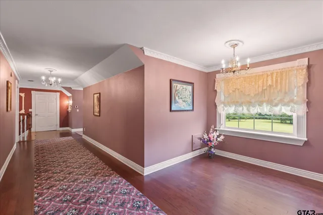 a view of a room with a window