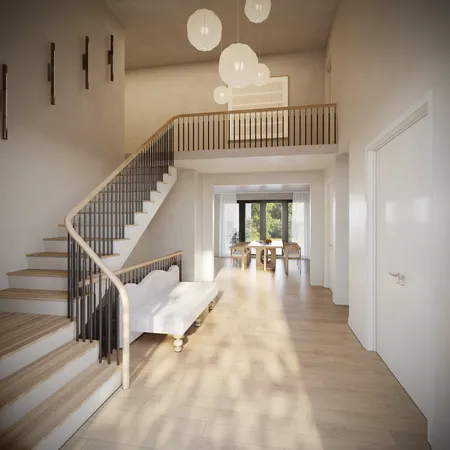 a view of staircase with furniture and staircase