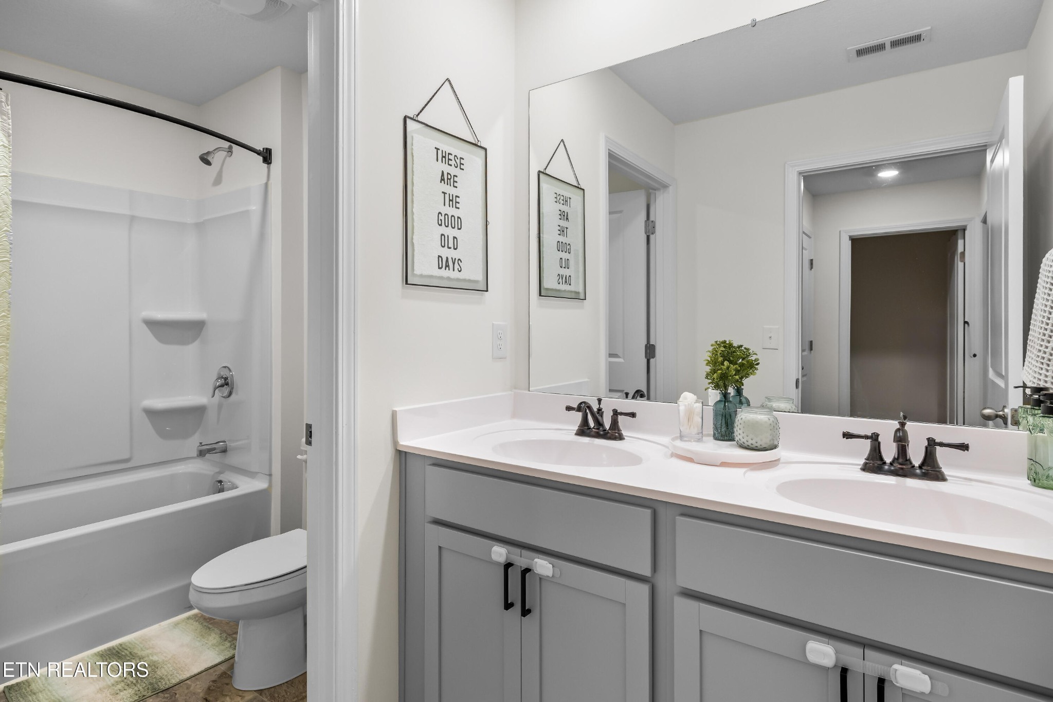 2918 Red Flame Road Knoxville, TN 37921 - Photo 25 of 39 a bathroom with a granite countertop sink toilet and shower