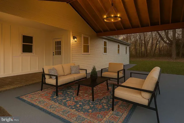 a outdoor living space with furniture