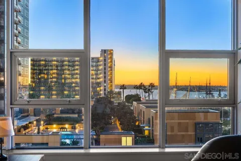 a view of a building from a window
