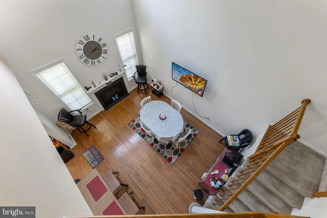 an aerial view of a couch