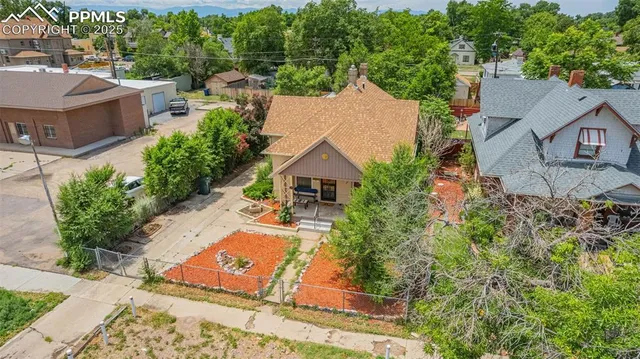 an aerial view of a house