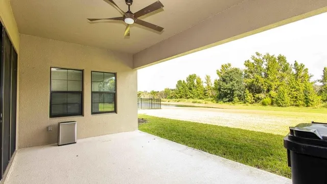 a view of a balcony with ocean view