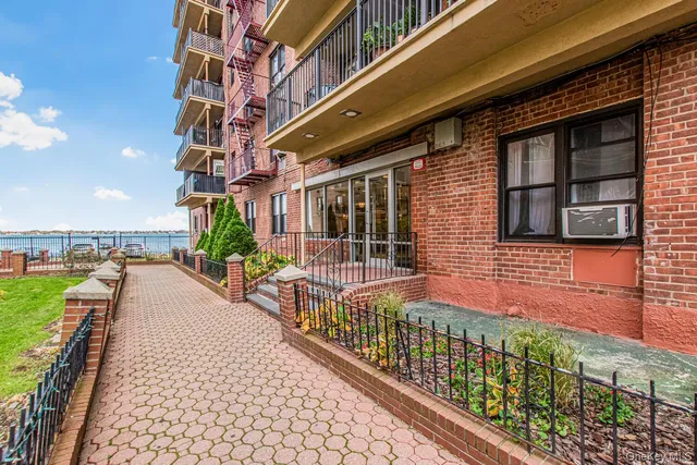 a view of a house with a large window