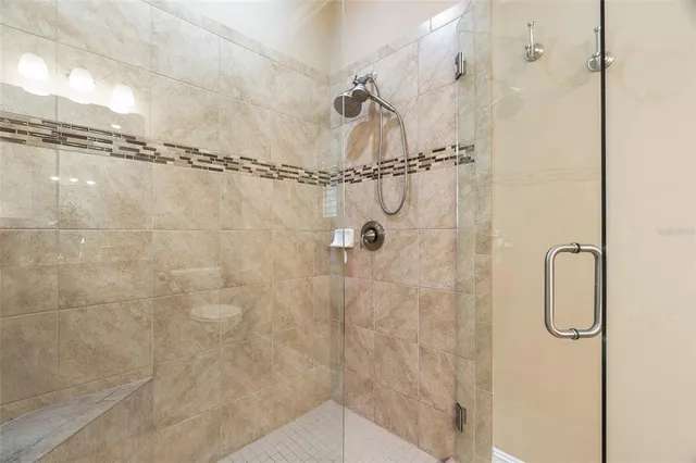 a bathroom with a shower