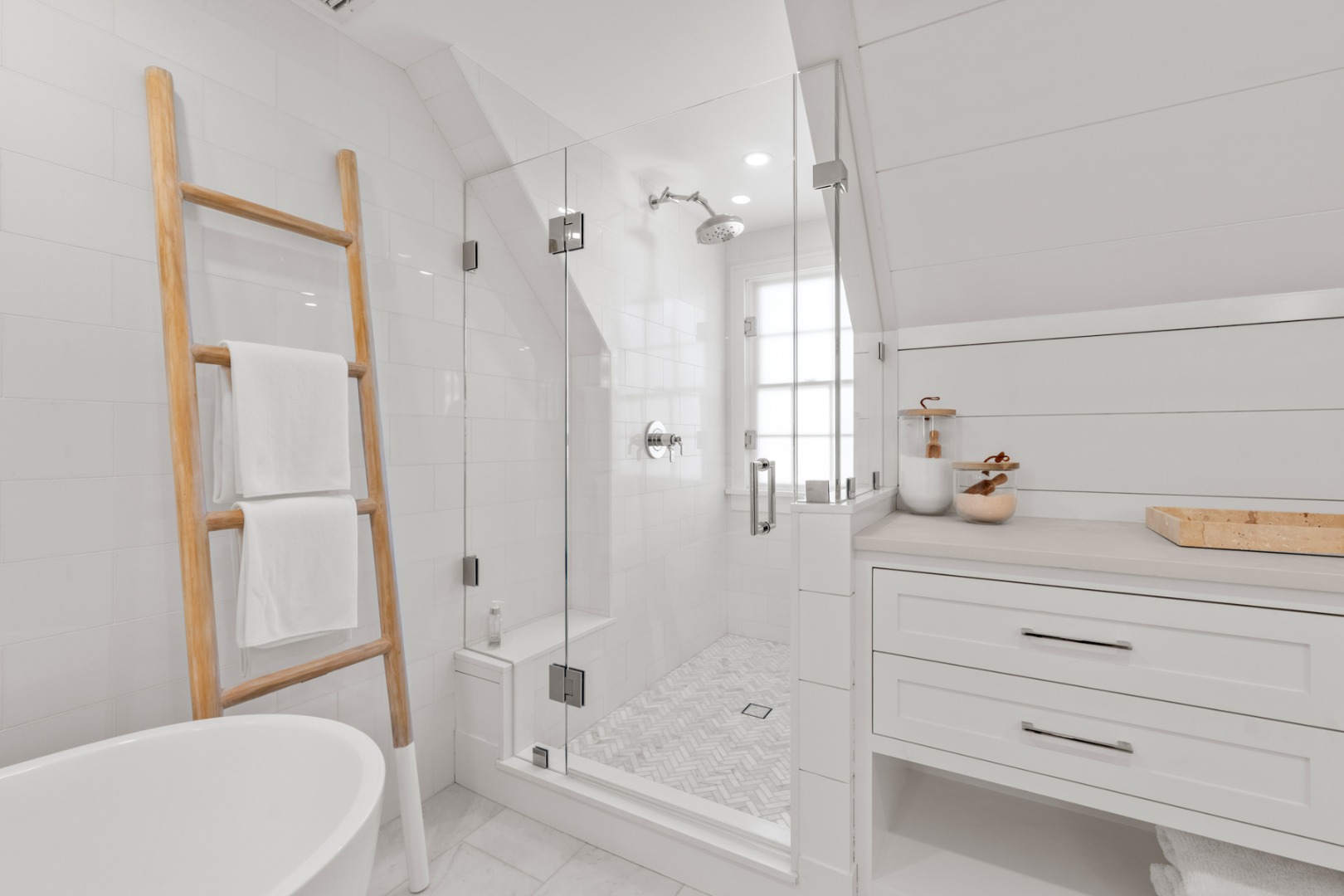 174 Cliff Road Nantucket, MA 02554 - Photo 28 of 49 a bathroom with a bathtub and a shower