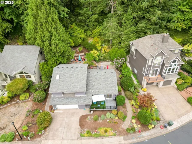 an aerial view of a house