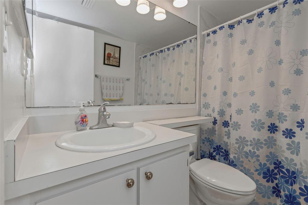 1344 Pine Ridge Circle East, Unit D2 Tarpon Springs, FL 34688 - Photo 20 of 44 a bathroom with a sink a toilet and a mirror